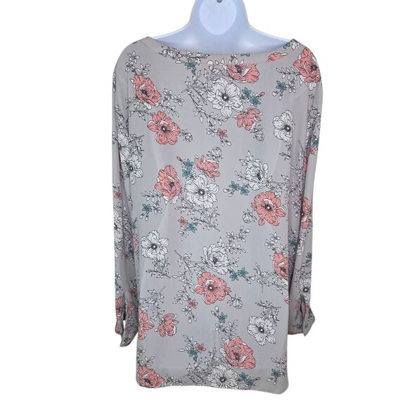 Loft Gray Lightweight Convertible Long Sleeve Blouse Top Size XL - Picture 2 of 7